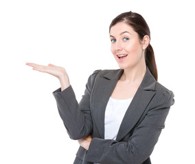 Businesswoman with hand show with blank sign