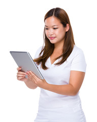 Fototapeta premium Woman use tablet