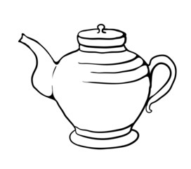 Teapot sketch, vector illustration