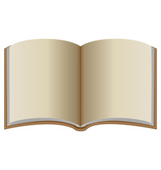 Open book with brown cover isolated on white background