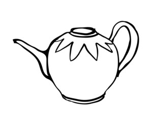 Teapot sketch, vector illustration