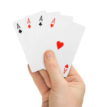 Hand with poker cards