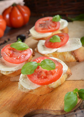 Italian Appetizer Bruschetta with Caprese Salad