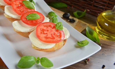 Italian Appetizer Bruschetta with Caprese Salad