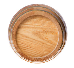 single wood cask on white
