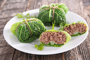 cabbage rolls with beef - obrazy, fototapety, plakaty