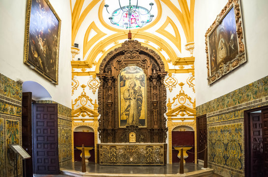 SEVILLE, SPAIN - JUNE 4, 2014 Interior of the Royal Alcazar in S