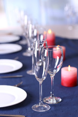 Table setting in restaurant