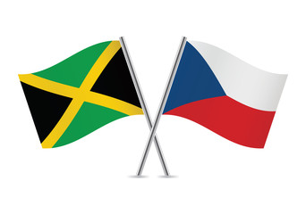 Czech and Jamaican flags. Vector illustration.