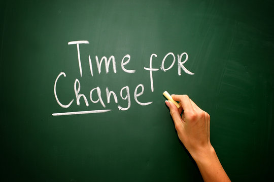 Hand writing Changes with halk on blackboard