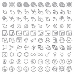100 vector line icons set for web design and user interface
