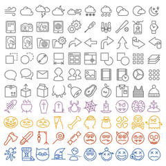100 vector icons set for web and user interface also special hal