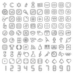 100 vector line icons set for web design and user interface