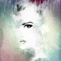 Photo sur Plexiglas Visage aquarelle visage de femme. illustration aquarelle abstraite