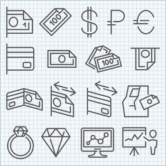 Vector thin line icons set