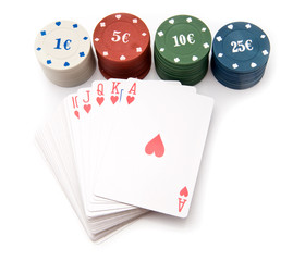 chips and maps for a poker