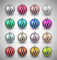 Set of realistic color christmas balls.