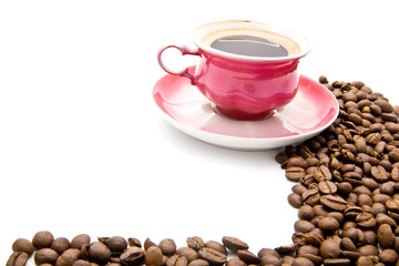 cup of coffee with grains