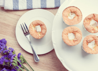 Cupcake and lavender vintage color tone
