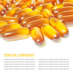 Fish oil capsules isolated on white background
