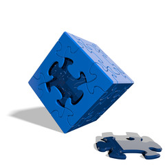 Cube Puzzle 012 - Blue & White