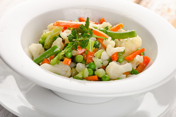 Vegetables in a white  bowl