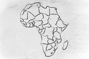 world map and continents: borders and states of Africa