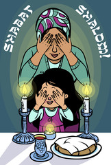 Happy shabat greeting card. Vector illustration