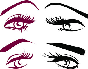 Beautiful girls eyes and lashes set