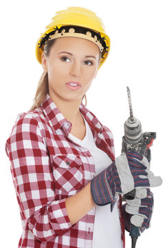 Woman holding drill