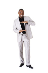 Black businessman gesturing frame