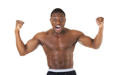 Muscular black man shirtless