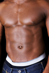 Fototapeta na wymiar Muscular black man shirtless