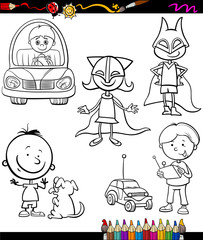 children set cartoon coloring page