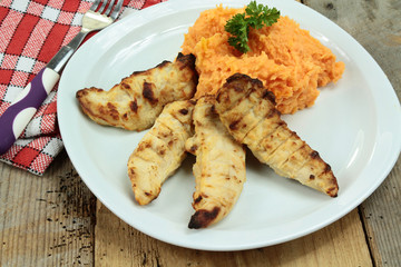 aiguillette de poulet et purée