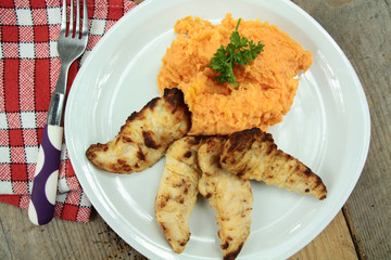 aiguillette de poulet et purée