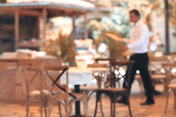 summer restaurant blurred background