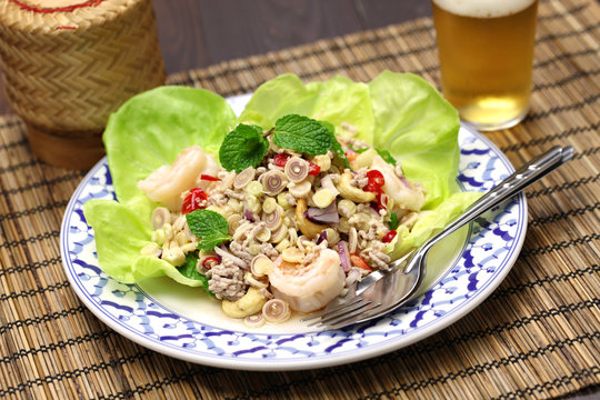 spicy lemongrass salad, yam takrai, thai cuisine