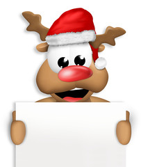 Reindeer Carton Happy with Christmas Hat blank board