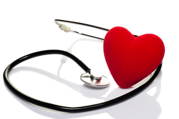 Red heart and a stethoscope