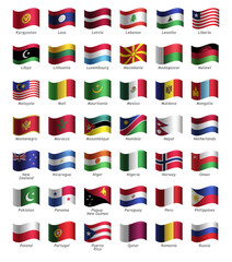 Set of buttons with flags