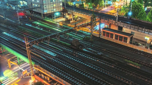 Colorful Tokyo Trains and Traffic Night Time Lapse