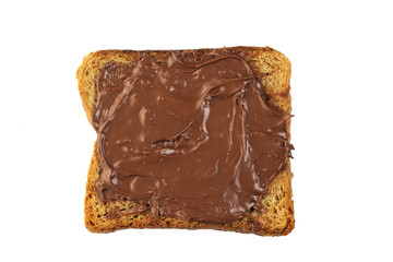 Isolated bread with chocolate cream