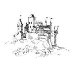Medieval castle sketch.
