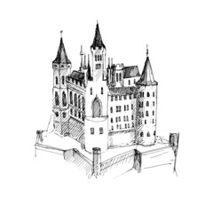 Medieval castle sketch.