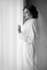Bride near the window (monochrome)