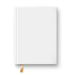 Blank book template with gold bookmark.