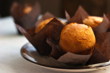 Three muffins on the plate