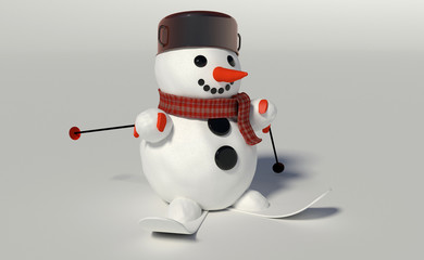 3d render of a snowman