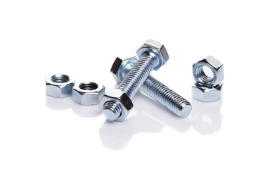 bolts and screw on the white backgrounds
